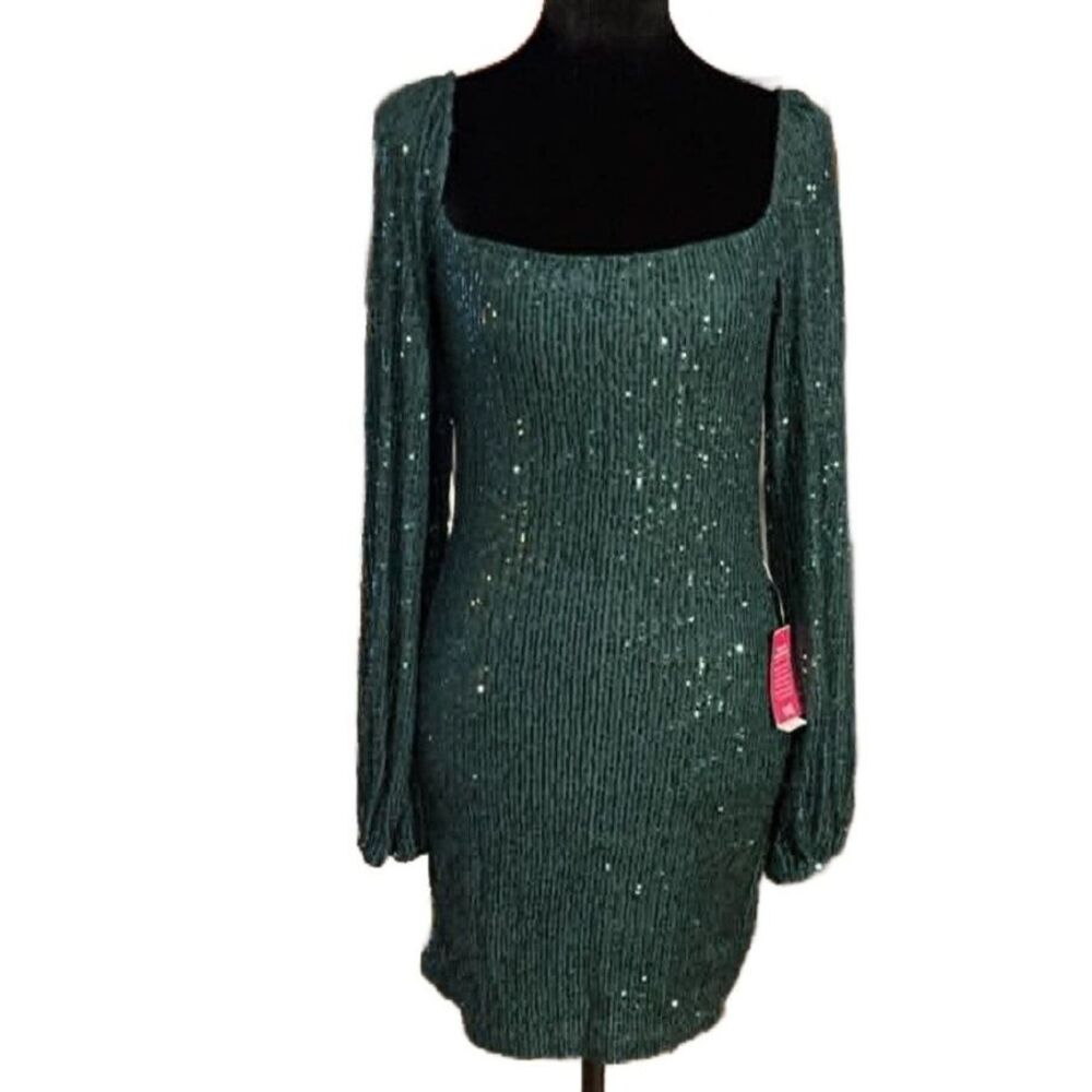 NWT Belk Hunter Green Sequin Bodycon Mini Dress